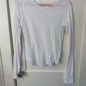 We The Free White Fitted Ribbed Blouse